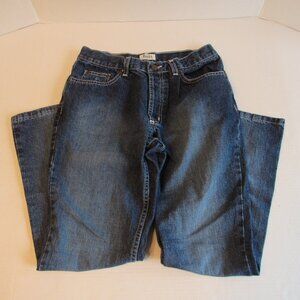 Bass Distressed Flare Leg Mid Rise Button Fly Denim Blue Jeans Size 6 Short
